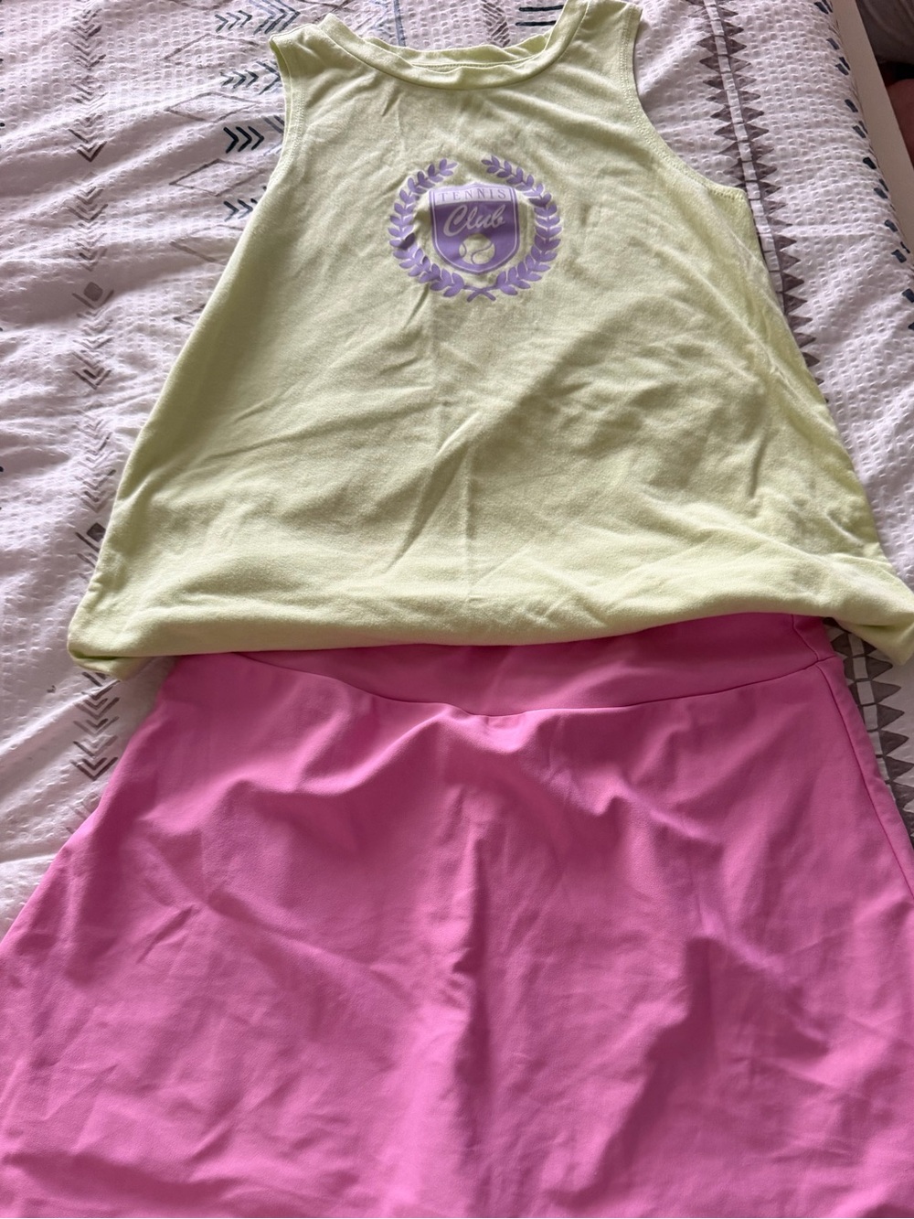 Kids Two-Piece Active Set — Lime Tank & Pink Skort